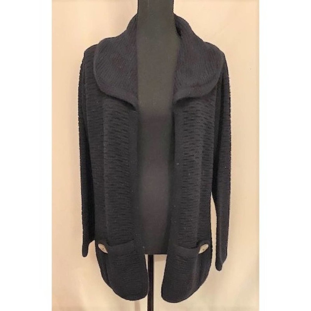 vintage '80s black open cardigan sweater, sz large